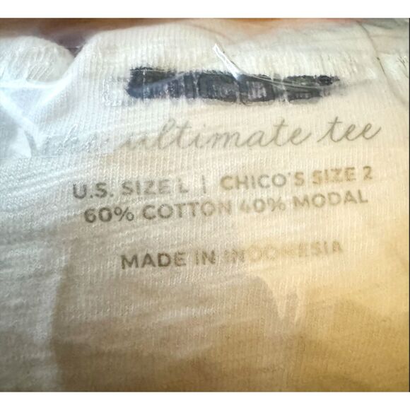 Chico's White The Ultimate Tee with Front Hip Pockets - Sz 2 (Large/12) - Picture 9 of 10